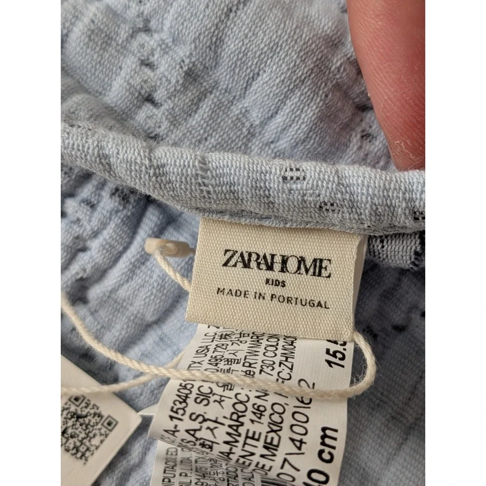Zara Home Kids Diamond Throw Pillow Cover Blue Cotton 15.5 in X 15.5 in NWT